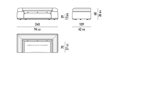 Sofa modul bo tròn chồng khối nệm ngồi nghiêng khung nhôm cong - Sofa 240 cm