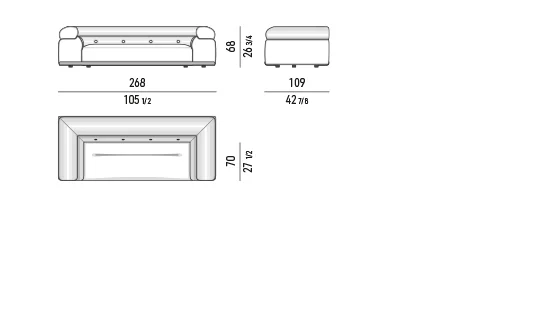 Sofa modul bo tròn chồng khối nệm ngồi nghiêng khung nhôm cong - Sofa 268 cm