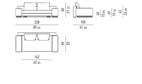 Sofa modul đường cong elip tựa lưng lệch đôn rời - Sofa 228 cm