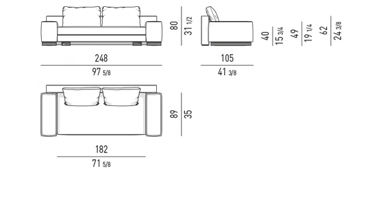 Sofa modul đường cong elip tựa lưng lệch đôn rời - Sofa 248 cm