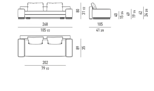 Sofa modul đường cong elip tựa lưng lệch đôn rời - Sofa 268 cm