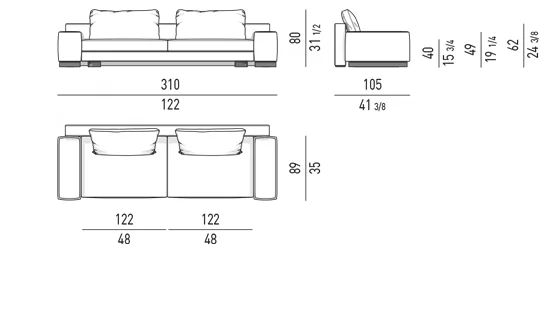 Sofa modul đường cong elip tựa lưng lệch đôn rời - Sofa 310 cm