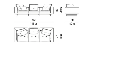 Sofa modul đế treo cánh nhôm đường chỉ may đo - Sofa 283 cm