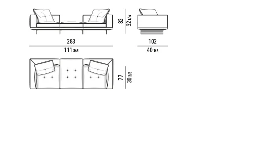Sofa modul đế treo cánh nhôm đường chỉ may đo - Sofa hở 283 cm