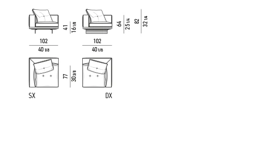 Sofa modul đế treo cánh nhôm đường chỉ may đo - Modul góc có tay vịn 102 cm