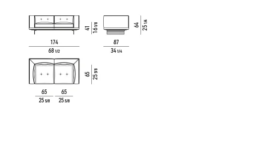 Sofa modul chiều sâu thu gọn đế treo cho căn hộ - Nhỏ - Sofa 174 cm