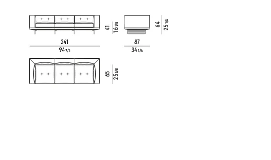 Sofa modul chiều sâu thu gọn đế treo cho căn hộ - Nhỏ - Sofa 241 cm