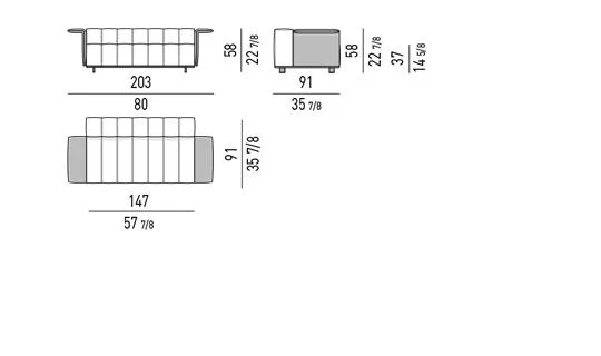 Sofa mô-đun độ sâu vừa phải cho căn hộ và khách sạn - Sofa 203 cm