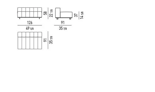 Sofa mô-đun độ sâu vừa phải cho căn hộ và khách sạn - Modul giữa 126 cm