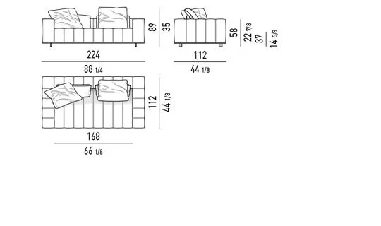 Sofa mô-đun chỗ ngồi liền khối đường chỉ may đồ hoạ - Sofa 224 cm