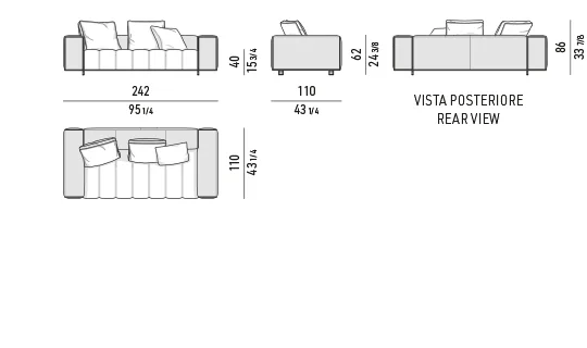 Sofa mô-đun nệm chần ô lò xo túi, khay da tuỳ chọn - Sofa 242 cm