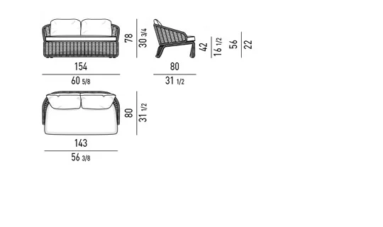 Sofa ngoài trời khung inox đan sợi polypropylene giả mây - Sofa