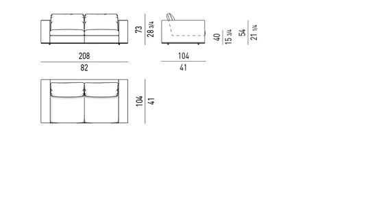 Sofa mô-đun tối giản khung đế kim loại sát sàn - Sofa 208 cm
