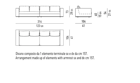 Sofa mô-đun tối giản khung đế kim loại sát sàn - Sofa 314 cm
