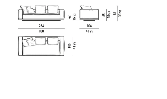 Sofa mô-đun bệ nổi, mặt bàn đá hoặc gỗ tích hợp - Sofa 254 cm