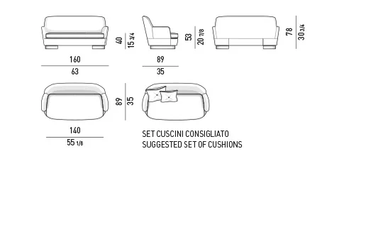 Sofa dáng cong mềm chân đồng, kèm ghế bành và đôn - Sofa 160 cm