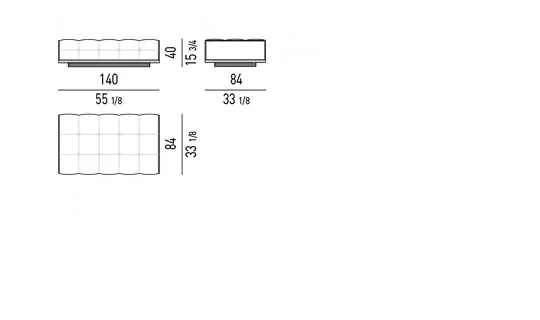 Sofa mô-đun đệm liền chần ô vuông, lưng tựa rời tuỳ chỉnh - Đôn 140x84 cm