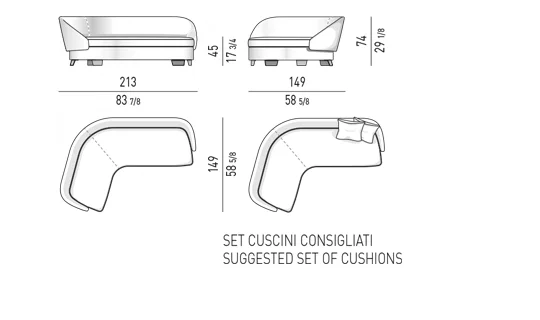 Sofa bán nguyệt phối da và vải, từ ghế bành đến sofa - Lounge Chéo Sofa