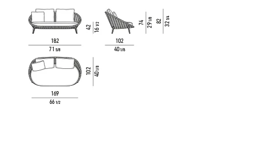 Sofa ngoài trời dáng tổ ấm đan dây polypropylene, chân gỗ tếch - Sofa