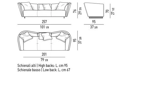 Sofa mô-đun dáng mềm chiều sâu vừa cho khách sạn - Sofa bản phối 257 cm