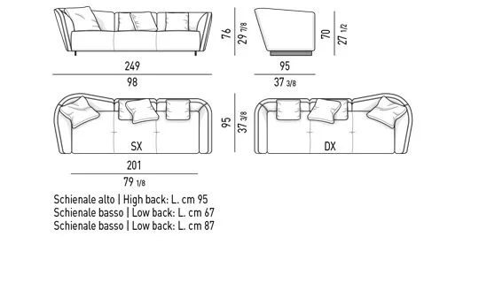 Sofa mô-đun dáng mềm chiều sâu vừa cho khách sạn - Sofa bản phối 249 cm