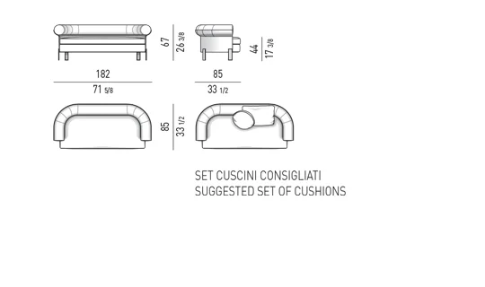 Sofa ba chỗ vỏ lưng ôm cánh hoa, chân niken đen - Sofa thư giãn 182 cm