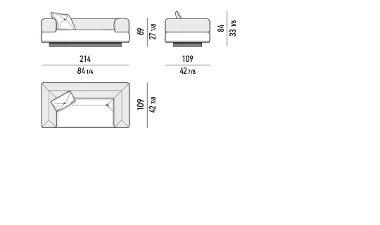 Sofa mô-đun đa giác khối chồng lớp, lưng tựa nghiêng chéo - Sofa 214 cm
