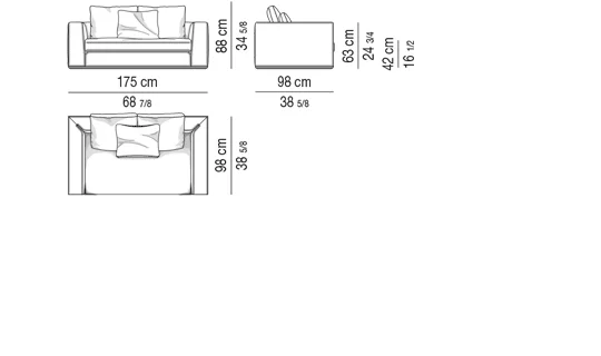 Sofa module bọc nệm lông vũ khung nhôm viền bóng - Sofa 175 cm