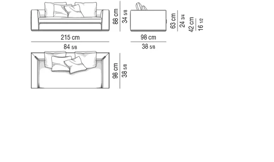 Sofa module bọc nệm lông vũ khung nhôm viền bóng - Sofa 215 cm