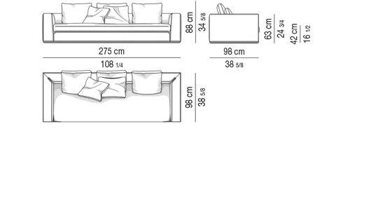 Sofa module bọc nệm lông vũ khung nhôm viền bóng - Sofa 275 cm