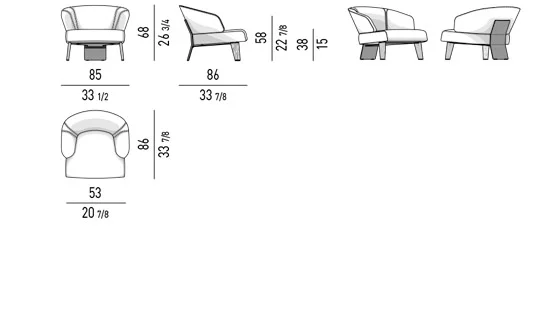 Sofa bán nguyệt nhỏ gọn chân gỗ sucupira cho góc ấm cúng - "lớn" Ghế bành