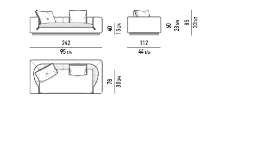 Sofa module chần dọc viền da tương phản đế kim loại - Sofa 242 cm