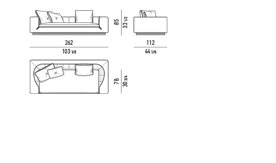 Sofa module chần dọc viền da tương phản đế kim loại - Sofa 262 cm