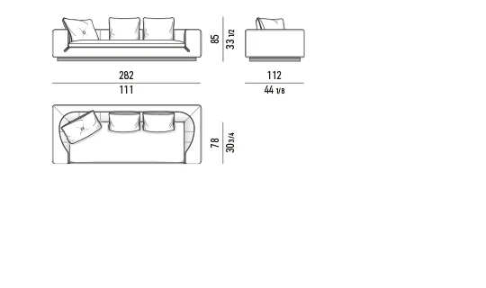 Sofa module chần dọc viền da tương phản đế kim loại - Sofa 282 cm