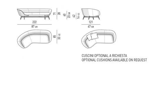 Sofa dáng hoài cổ chân gỗ sồi khung chéo kim loại - Chéo Sofa