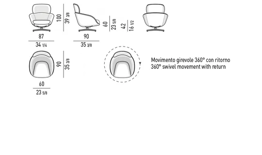 Sofa dáng hoài cổ chân gỗ sồi khung chéo kim loại - Ghế bergère xoay