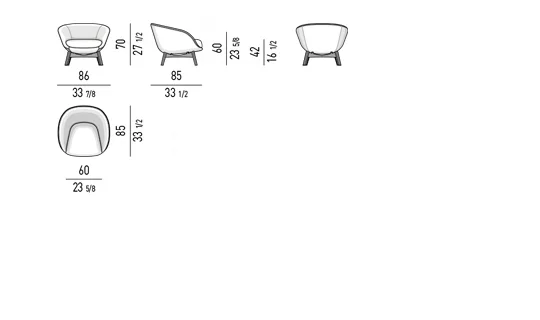 Sofa dáng hoài cổ chân gỗ sồi khung chéo kim loại - Ghế bành cố định