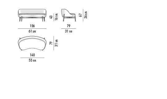 Sofa nhỏ chân gỗ óc chó thon cao kèm ghế bành xoay - Sofa lounge 156 cm