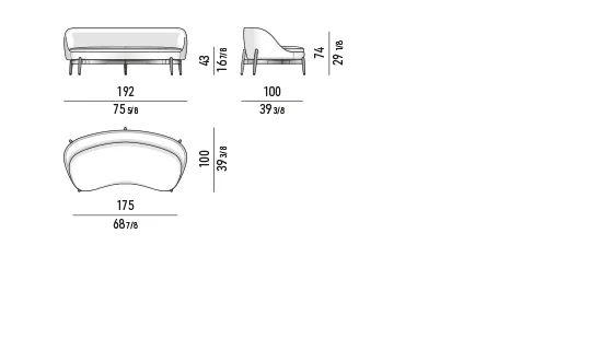 Sofa nhỏ chân gỗ óc chó thon cao kèm ghế bành xoay - Sofa lounge 192 cm