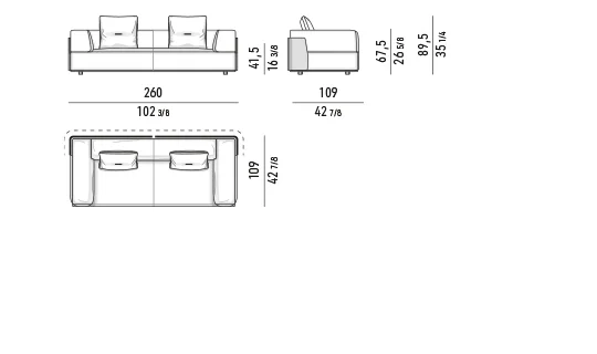 Sofa module vỏ lưng định hình đệm lông vũ khung nhôm - Sofa 260 cm
