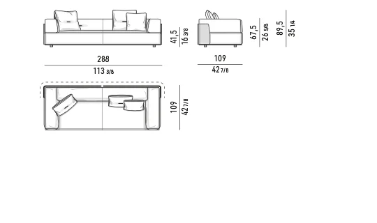 Sofa module vỏ lưng định hình đệm lông vũ khung nhôm - Sofa 288 cm