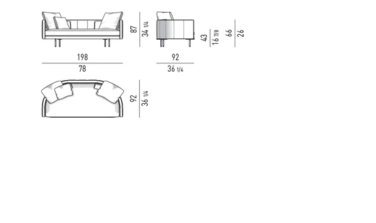 Sofa lưng chần dọc viền nổi chân kim loại thanh mảnh - Sofa lưng thấp 198 cm