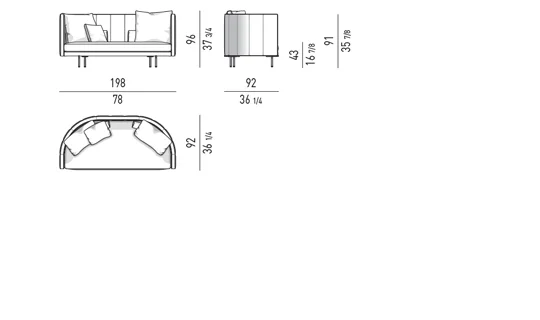 Sofa lưng chần dọc viền nổi chân kim loại thanh mảnh - Sofa lưng cao 198 cm