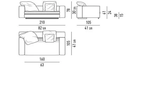 Sofa modul lưng lệch khỏi mặt ngồi kèm đôn đa năng - Sofa 210 cm