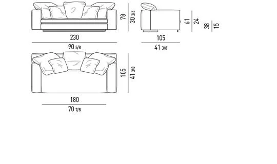 Sofa modul lưng lệch khỏi mặt ngồi kèm đôn đa năng - Sofa 230 cm