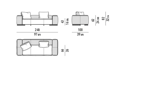 Sofa mặt ngồi liền khối thu gọn độ sâu cho căn hộ - Sofa 248x100 cm