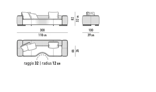 Sofa mặt ngồi liền khối thu gọn độ sâu cho căn hộ - Sofa 300x100 cm
