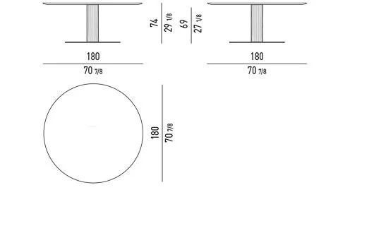 Bàn ăn chân trụ gỗ uốn cong veneer sucupira - Bàn ăn chân gỗ - cao 74 cm