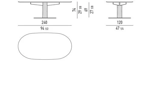 Bàn ăn chân trụ gỗ uốn cong veneer sucupira - Bàn ăn chân gỗ - cao 74 cm