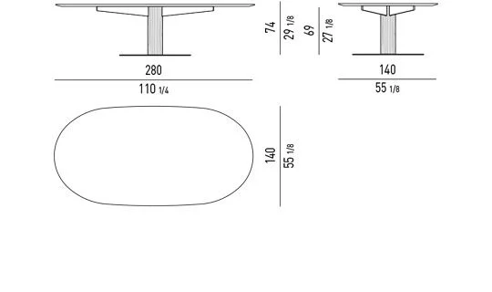 Bàn ăn chân trụ gỗ uốn cong veneer sucupira - Bàn ăn chân gỗ - cao 74 cm